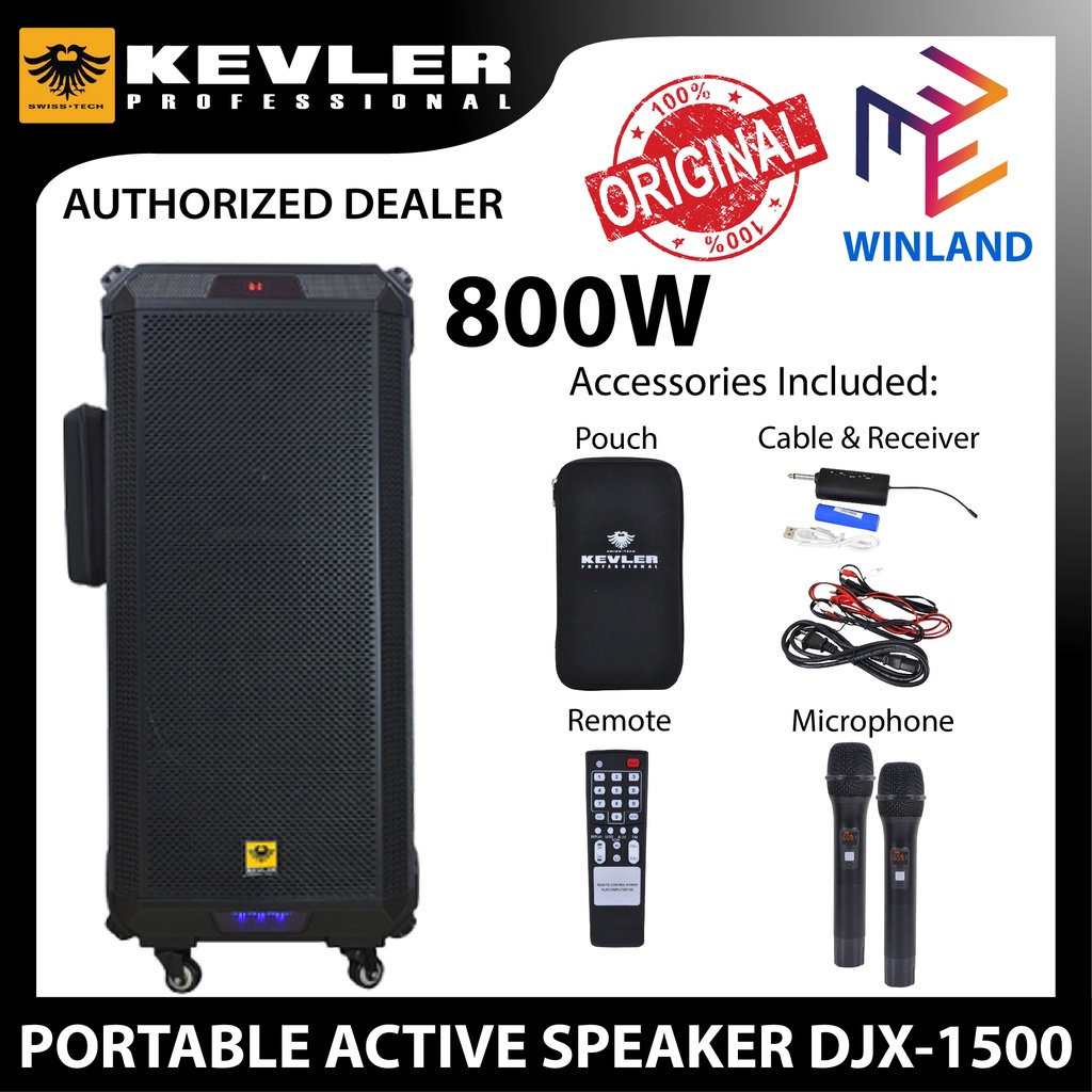 KEVLER by Winland Portable Active Speaker System Party Boom Box Speaker 800W DJX1500 Shopee