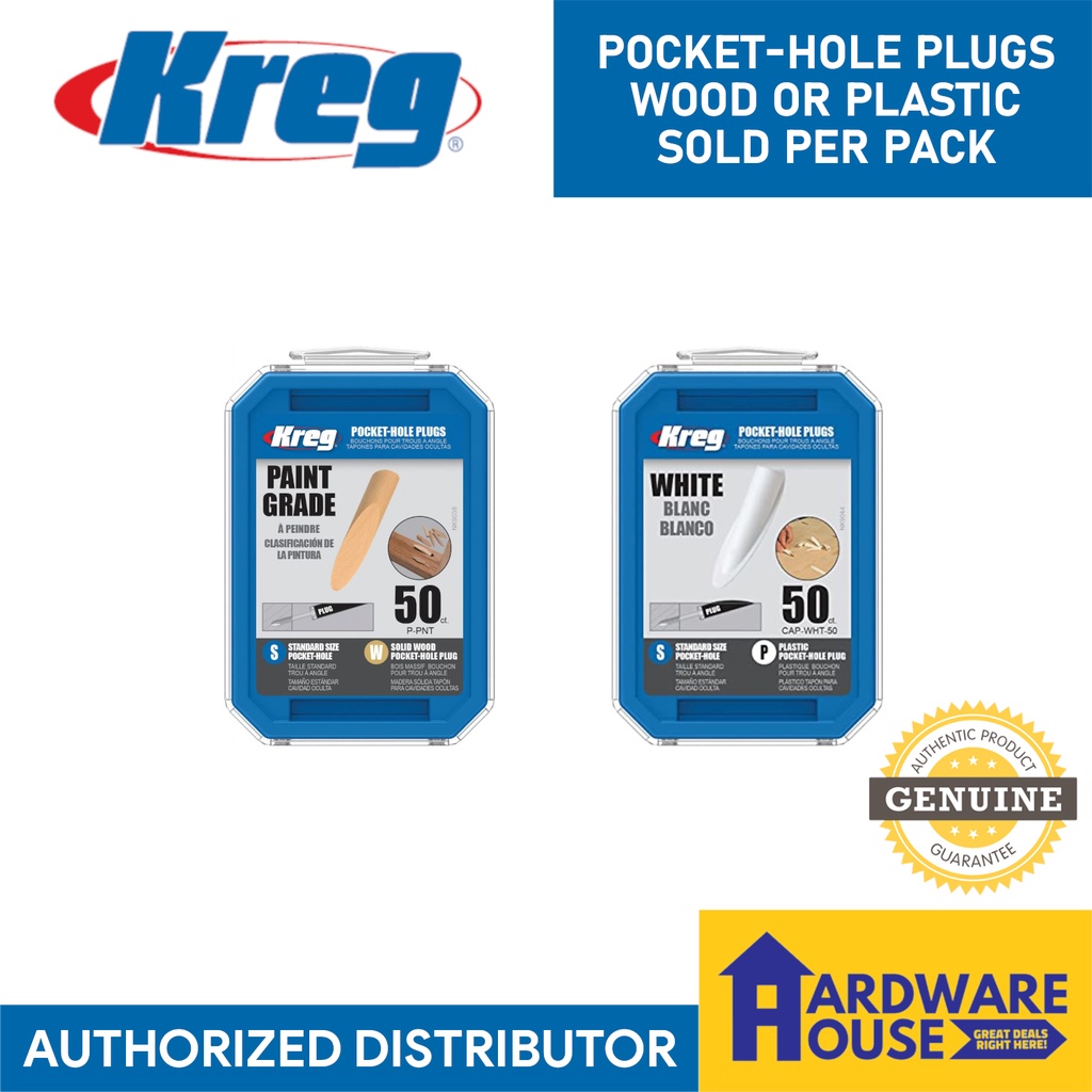 ORIGINAL KREG Pocket Hole Screw Plugs Paint Grade Sold Per Pack Wood OR Plastic For Jig Tools