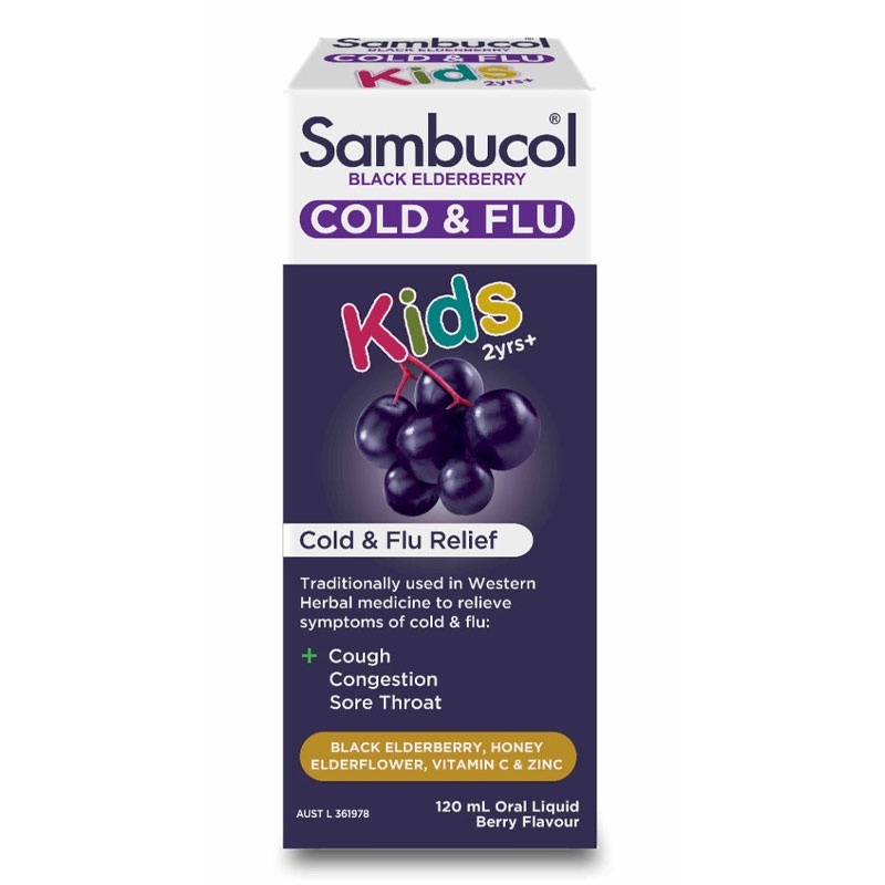 Sambucol Black Elderberry Cold and Flu Kids Liquid - Berry Flavour ...