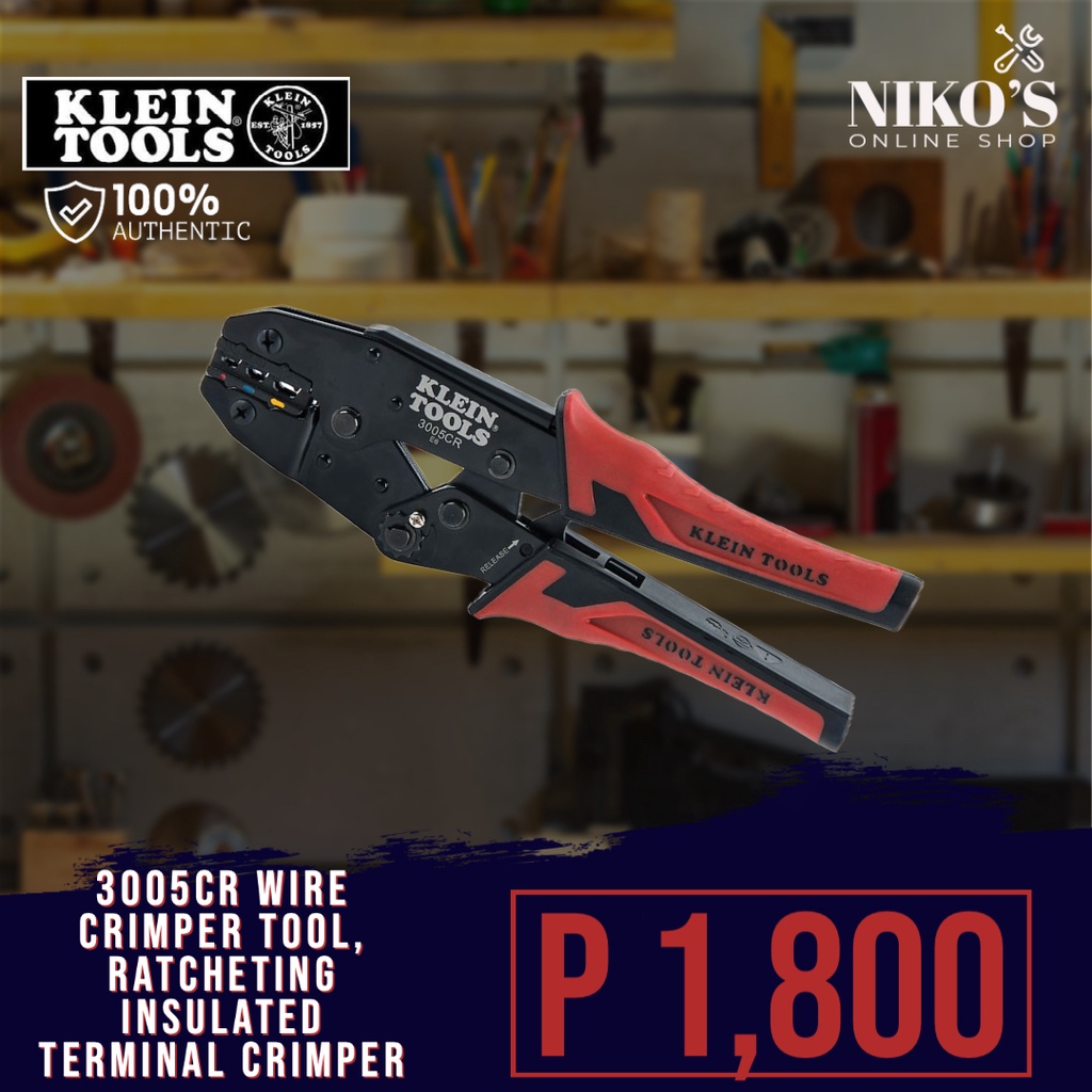 Klein Tools 3005CR Wire Crimper Tool, Ratcheting Insulated Terminal