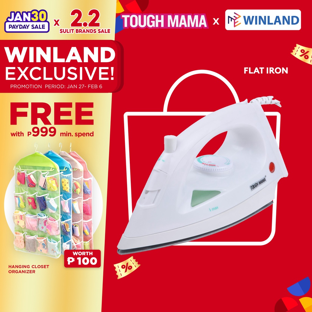 tough-mama-by-winland-flat-iron-for-clothes-with-steamer-non-stick