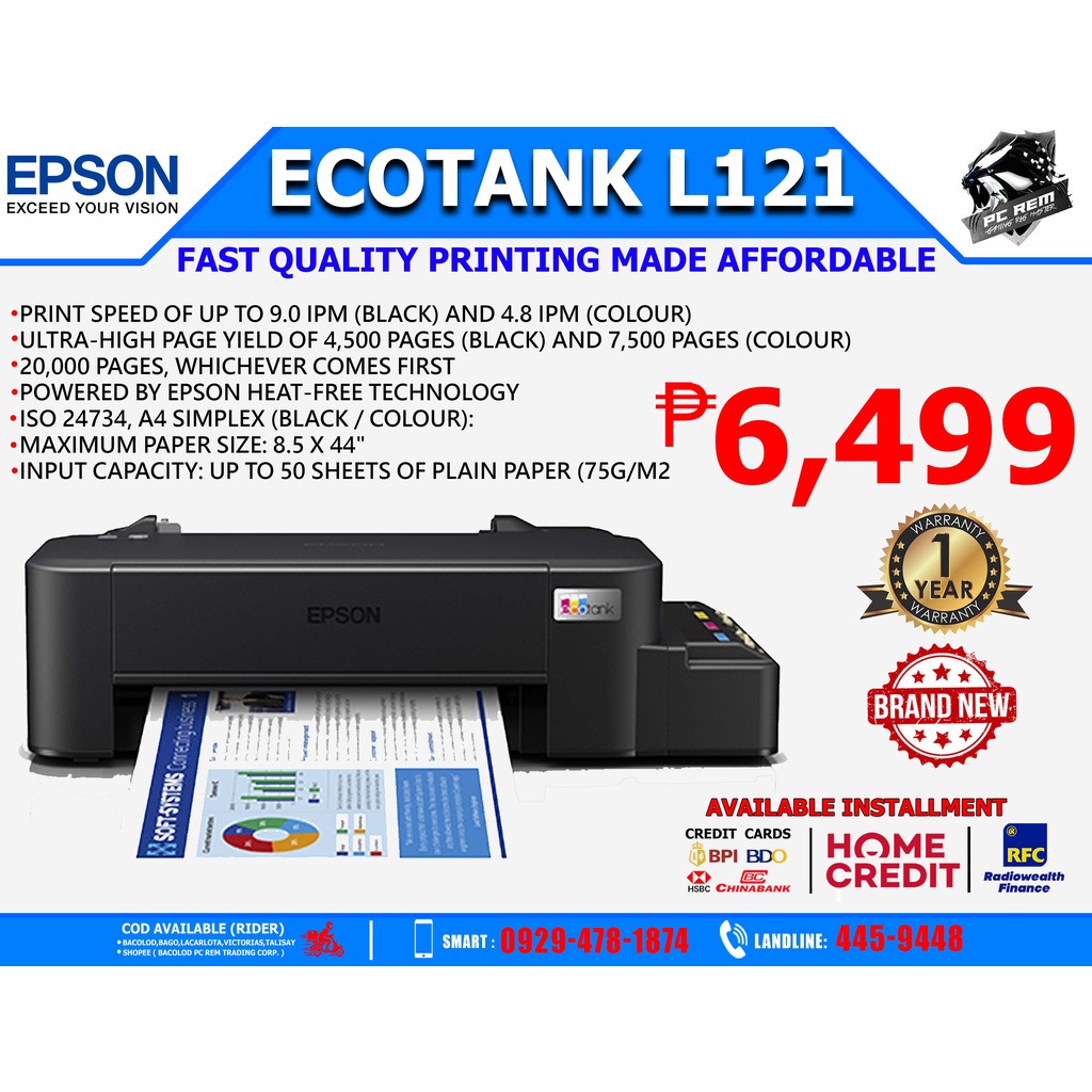 Epson L121 Ecotank Printer Shopee Philippines 6972