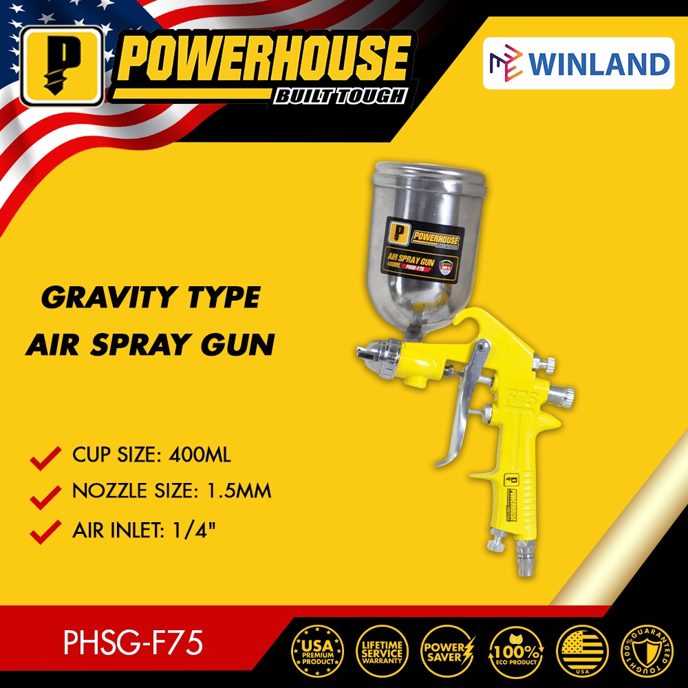 POWERHOUSE by Winland PHSGF75 Gravity Type Air Spray Gun Spray Paint