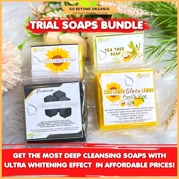 BEYOND ORGANIX Deep Cleansing and Whitening TRIAL SOAPS BUNDLE (intensive whitening