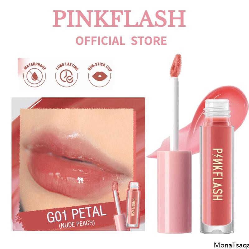 PINKFLASH Water Lip Tint Moisturizing Waterproof Mirro Shimmer Liquid