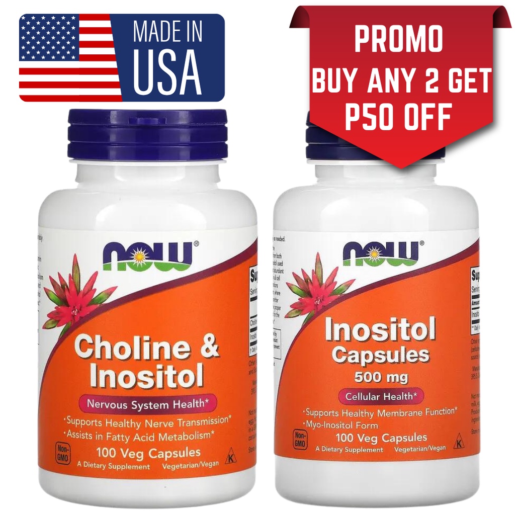 Now Foods Choline & Inositol / Inositol Capsules 500 mg, 100 Veg Capsules SALE, NEW STOCK USA