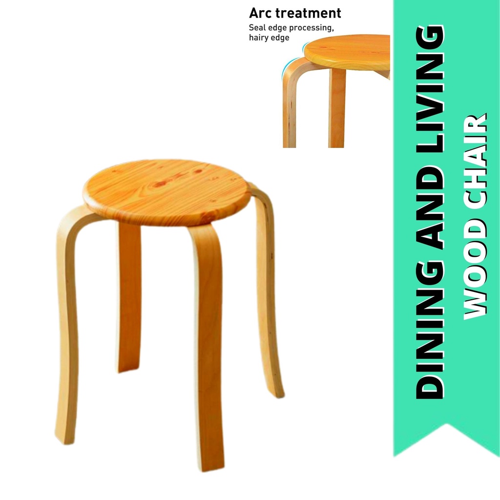 Wooden Dining Table Round Chairs Household Stool High Round Dining Home