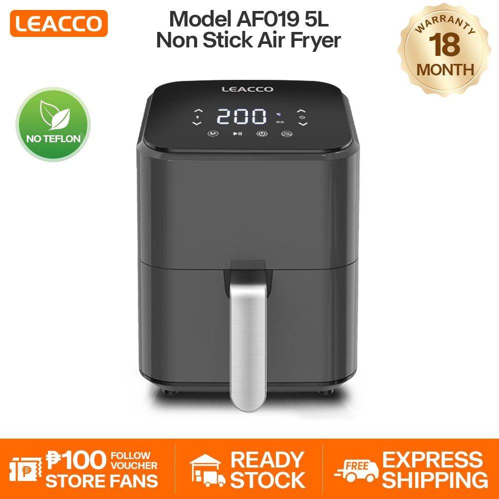 LEACCO Air Fryer 5L AF016 & AF019, Ceramic Coated, 360 Air Circulation