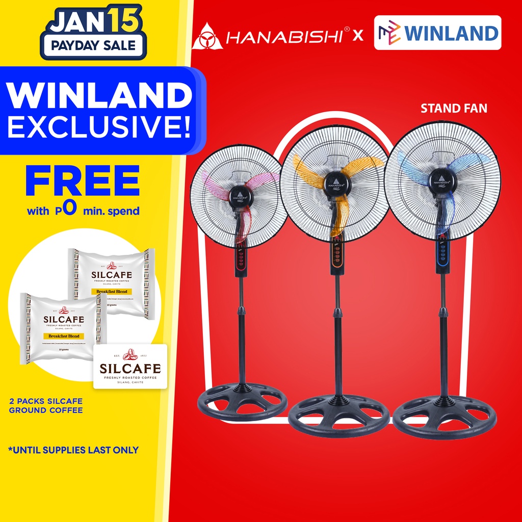 HANABISHI by Winland Electric Fan Stand Fan Windmill 18"Blade Low Noise