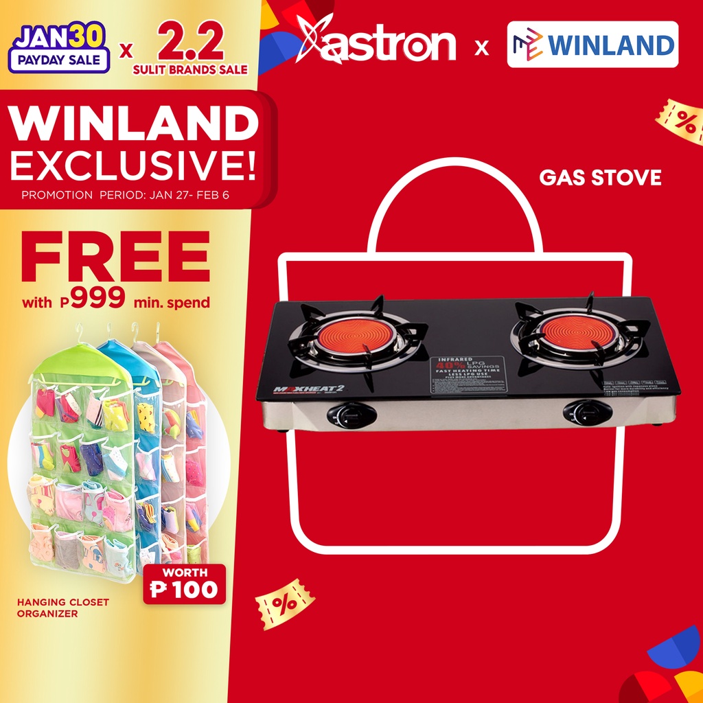 ASTRON by Winland Heavy Duty Double Ceramic Gas Stove Ceramic Body