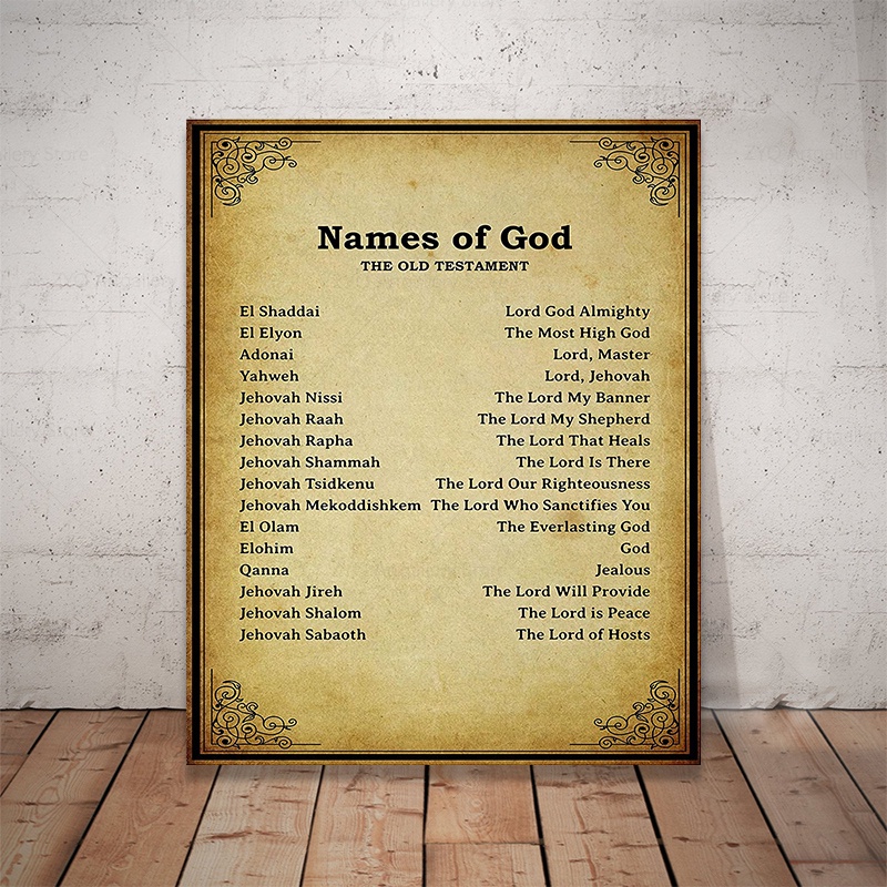 Names of God Poster Old Testament Meanings Bible Wall Art Scripture