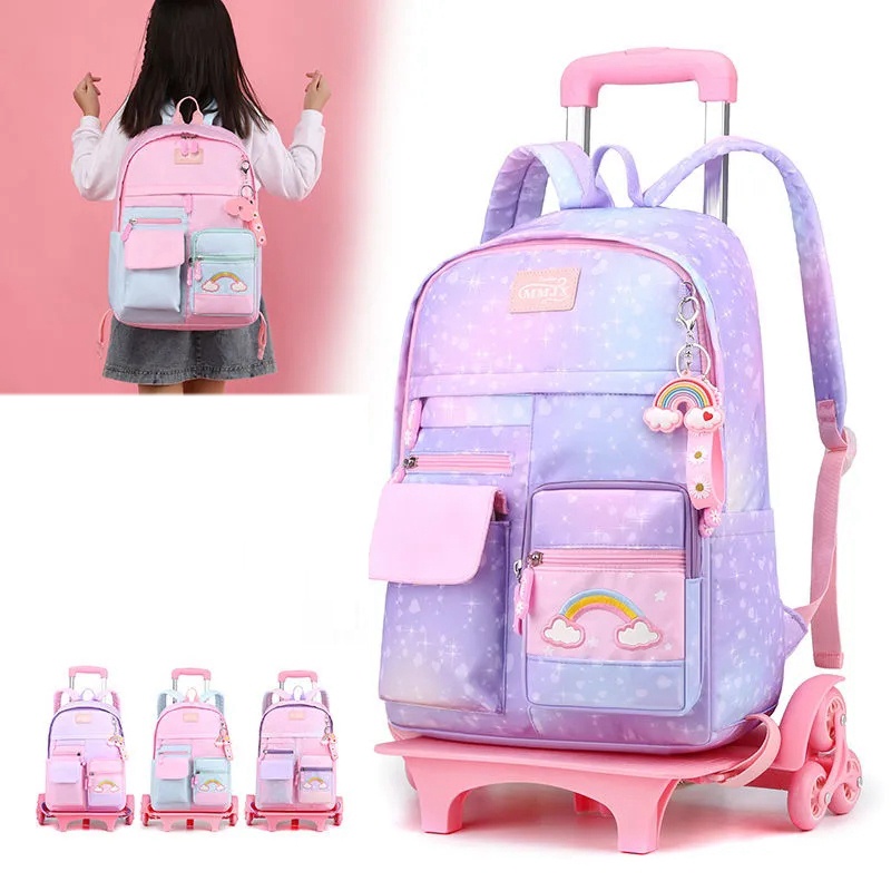 Trolley bag for kids Girls Student High Capacity Rolling school backpack wheeled bag Children Trolley Bag