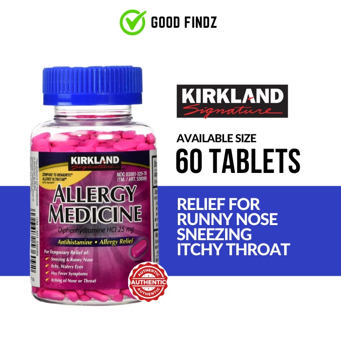 Kirkland Signature Allergy Medicine 25 mg 60 mini tabs Shopee Philippines
