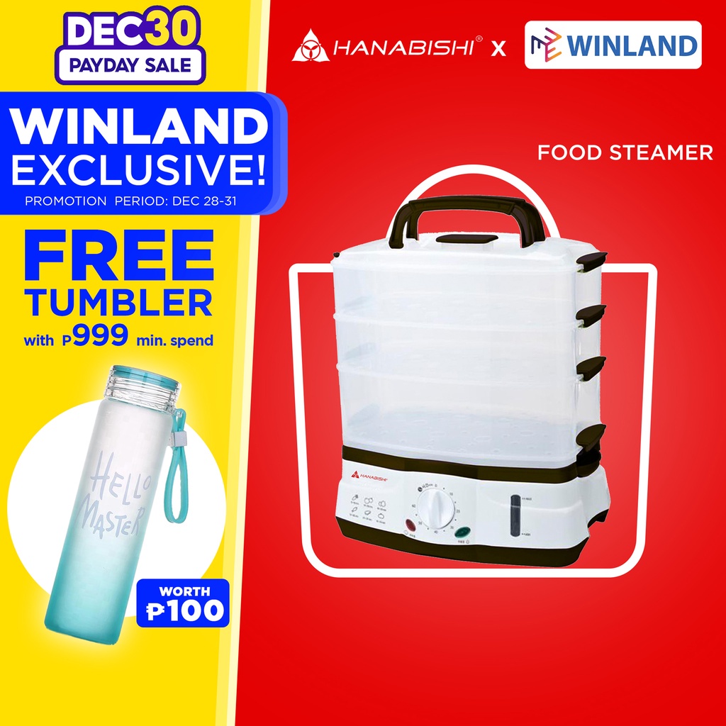 HANABISHI by Winland 11L Electric Food Steamer,3 level w/ Keep Warm