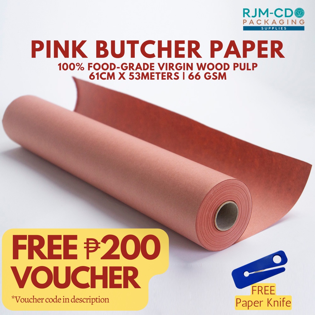 61cm*53meters Pink Butcher Paper 100 Foodgrade Virgin Wood Pulp