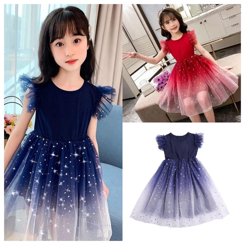 Dress For Kids 3-10 Years Old Summer Lace Mesh Princess Party Cute Fashion