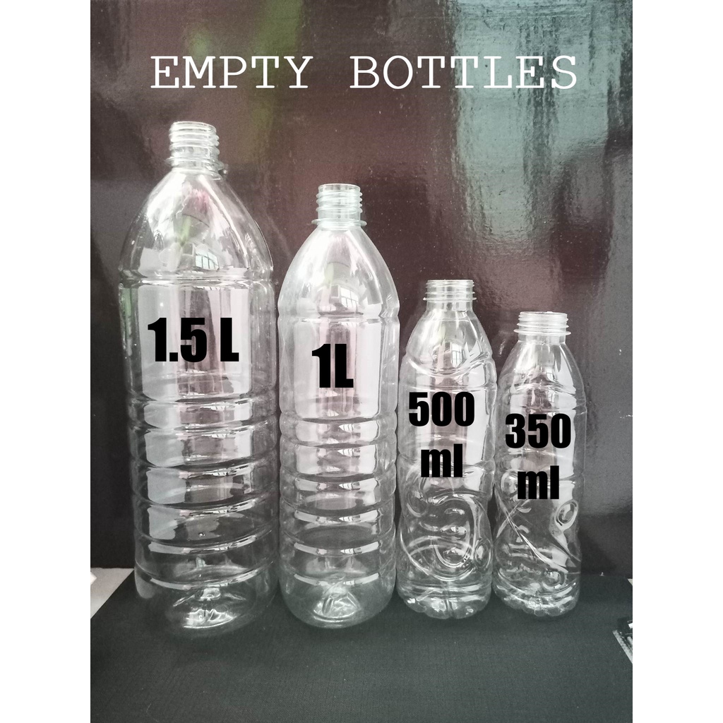 PER PIECE (1) EMPTY BOTTLES 350ml, 500ml, 1L, 1.5L (PET BOTTLES) may takip na (with cap