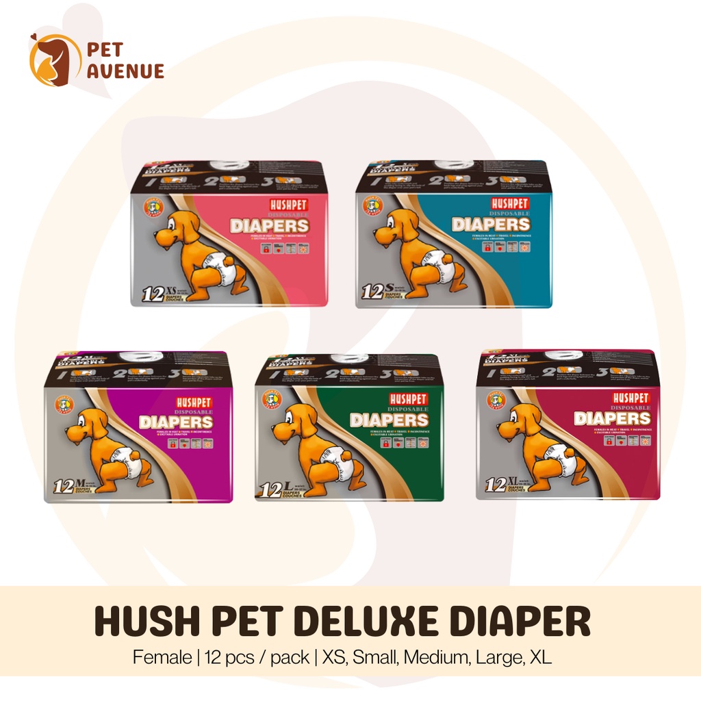 Hush Pet Deluxe Female Disposable Diaper (XS, S, M, L, XL) Shopee