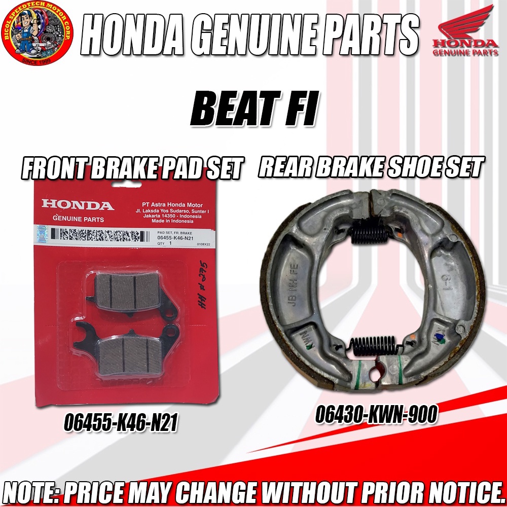 BEAT FI FRONT BRAKE PAD SET & REAR BRAKE SHOE SET (HPI) (GENUINE 06455K46N21, 06430KWN900