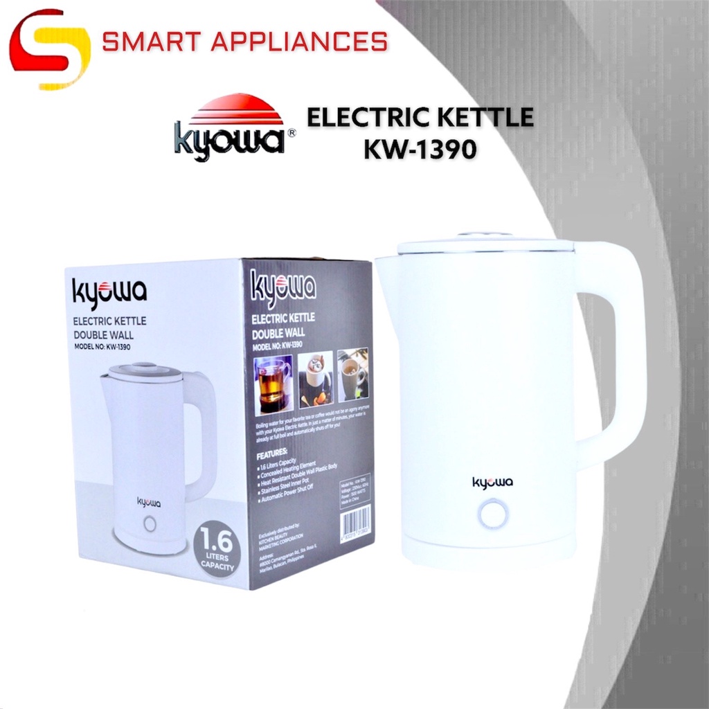 Kyowa Electric Kettle 1.6L Double Wall White Series (KW1390) Shopee
