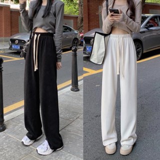 Angelcity Elastic Waist Wide Leg Pants Baggy Straight Cut