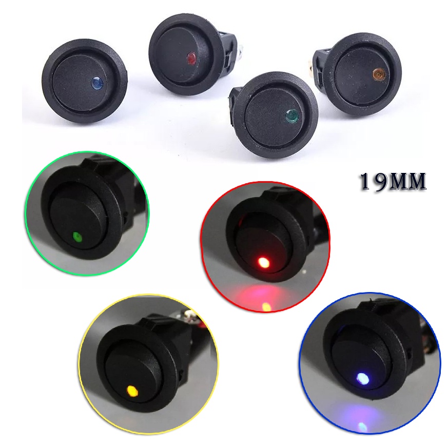 Pc V A Round Rocker Switch On Off Led Light Car Motorcycle Dot Toggle Switch Mm Shopee