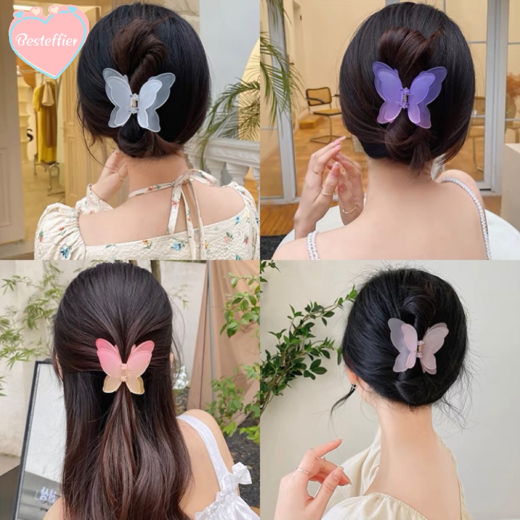 Shark Clip Butterfly Candy Color Hair Clip Back Of Head Hair Clip Grab ...