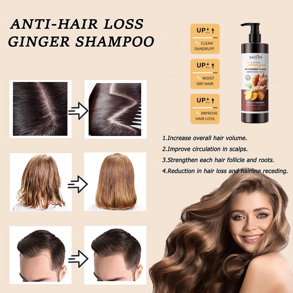 Ginger Shampoo 500ml AntiHair Loss Dandruff Improve Frizz Helps