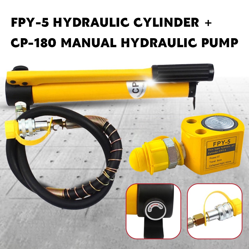 5T FPY-5 Thin Type Hydraulic Cylinder Jack with CP-180 Manual Hydraulic ...