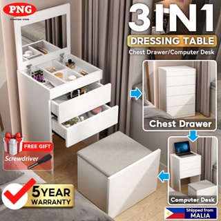 【COD】3-in-1 Dressing Table with Mirror |Vanity Table 4 Layer Drawer Cabinet Storage for Bedroom