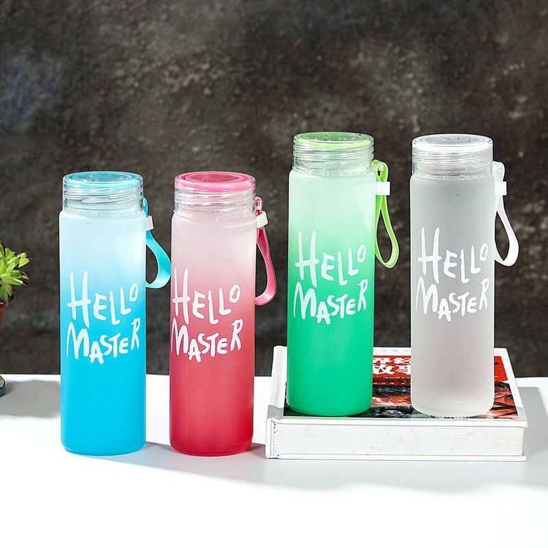 480ml Portable Gradient Color Frosted Water Tumbler Bottle Hello Master ...