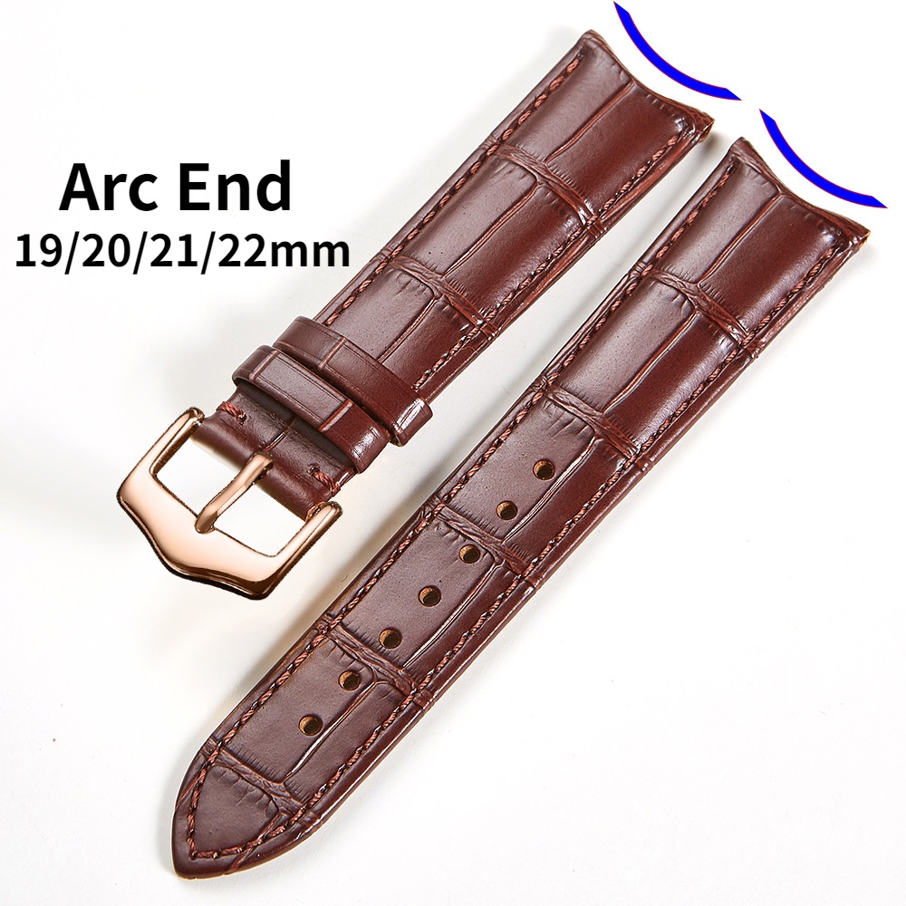 Curved End Genuine Leather Watch Strap 19 20 21 22mm Genuine Leather ...