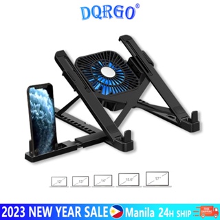 【COD】DQRGO Laptop Cooler Adjustable Laptop Stand With Fan Black Laptop Cooling Pad for 11-17 inch notebook