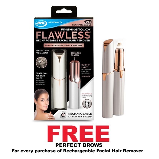 JML Finishing Touch Flawless Rechargeable Facial Hair Remover with FREE ...
