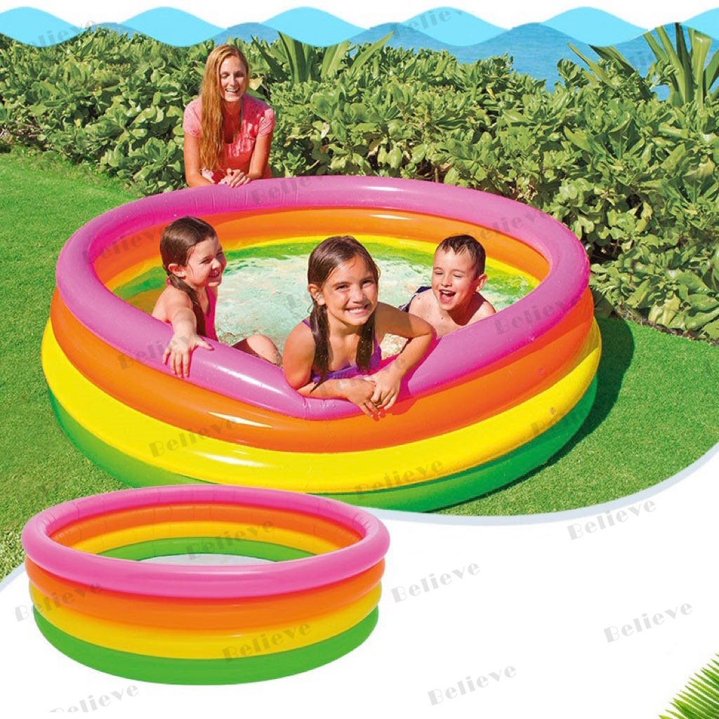 3/4-Rings Kiddie pool inflatable swimming pool,rainbow colors,thick ...