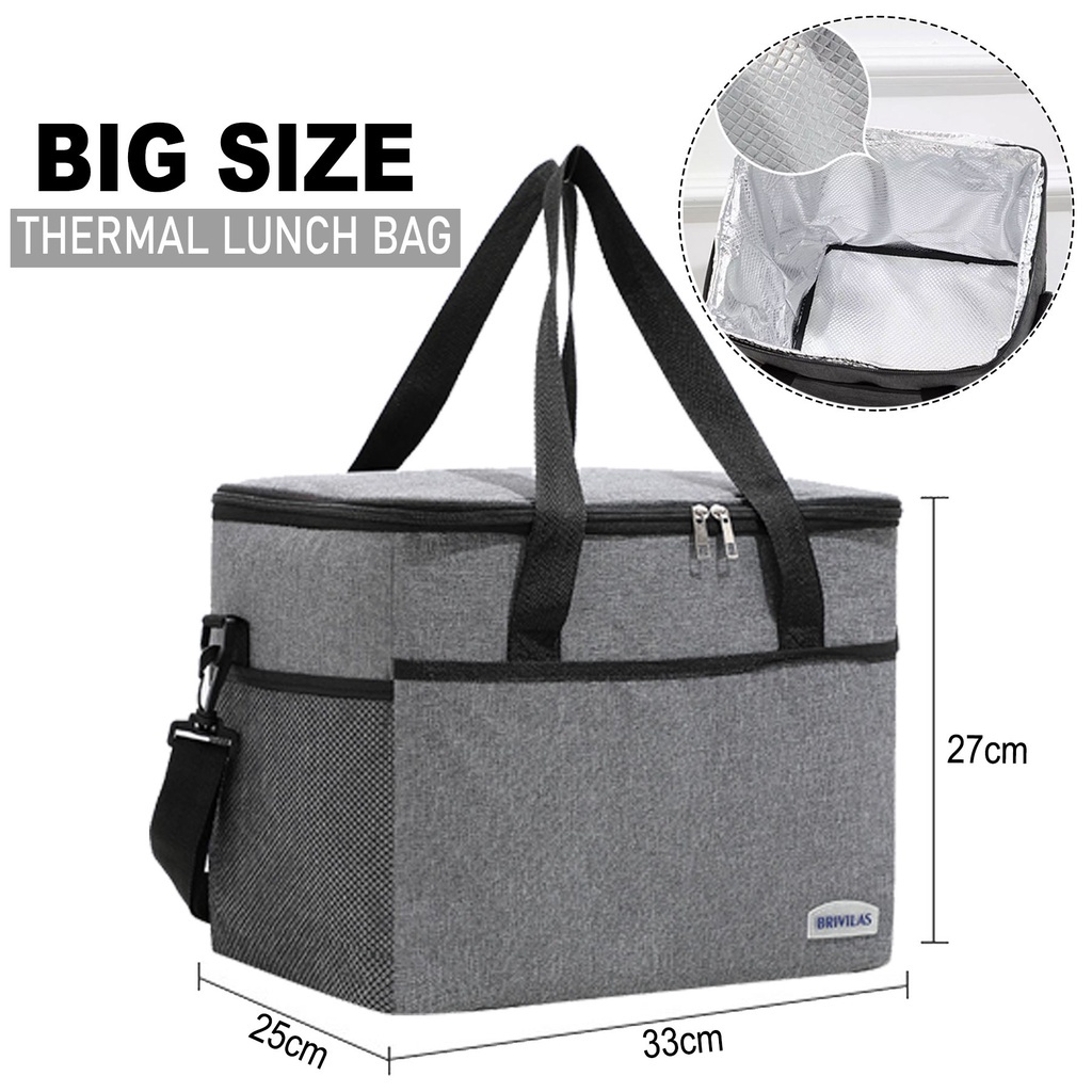 Brivilas Large Capacity Aluminum Cooler Thermal Lunch Bag(BIG SIZE ...