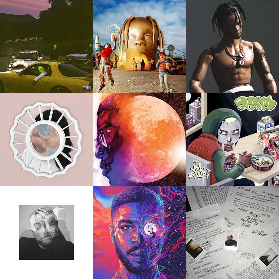 Travis Scott/Mac Miller/Kid Cudi/MF Doom/XTentacion Album Covers [Vinyl ...