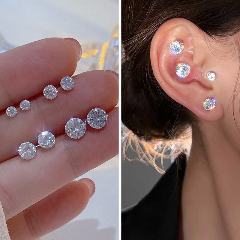 Crystal Zircon Not Easy To Fall Off Earrings / Easy To Wear Silver Magnetic Banquet Decoration Ear Clips