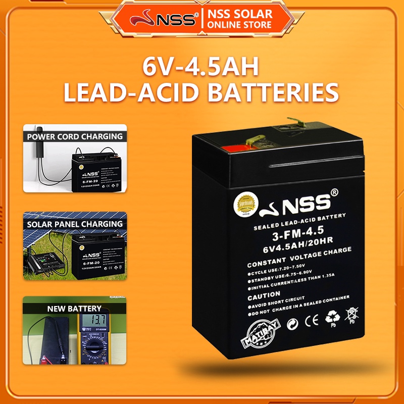 NSS 6V 4.5AH Sealed Acid Battery Home Battery Toy Car Fan Replacement