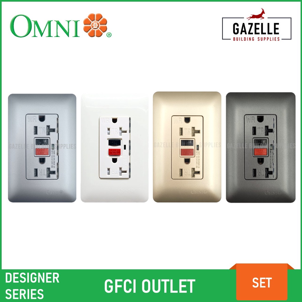 Omni Designer Series GFCI Outlet 20A Ivory / Brass / Graphite