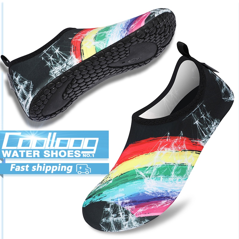 Coolloog Aqua shoes Summer Unisex No-Slip Beach Shoes for Women Men  Quick-Dry Rubber shoes | Shopee Philippines