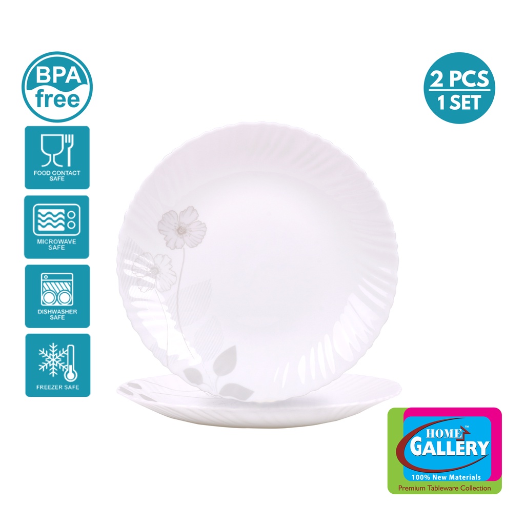 Home Gallery Opal Glass Dinner Plate 10.5" 2pcs Food Grade Material