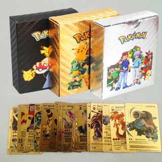 55 PCS Pokemon Cards Metal Gold Vmax GX Energy Card Charizard Pikachu Rare Collection Battle Trainer