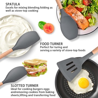 Silicone Kitchen Cooking Utensils Set 12PCS Essentials Baking Kitchen Tools Nonstick Cookware Heat #8
