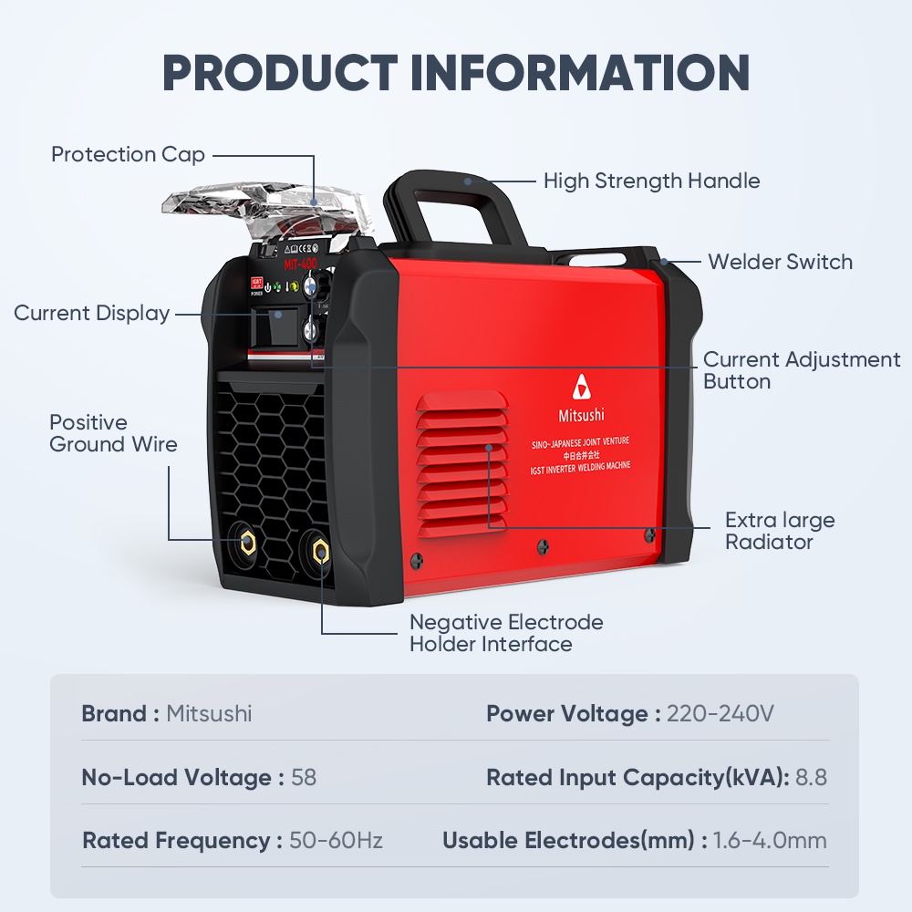 Mitsushi IGBT Technology Digital Display Inverter Automatic Welding Machine（MIT 300-400/MIN 400-600） - Image 4