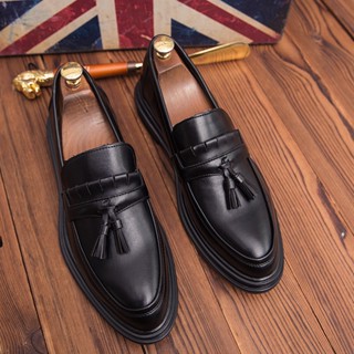 Large siz Elegant Leather Tassel Loafer High Quality Men Formal Shoes Business Gentleman For Wedding