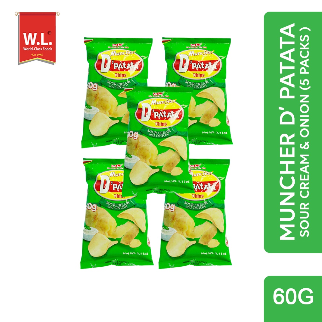 WL FOODS Muncher D' Patata Chips Sour Cream & Onion 60g x 5's | Shopee ...