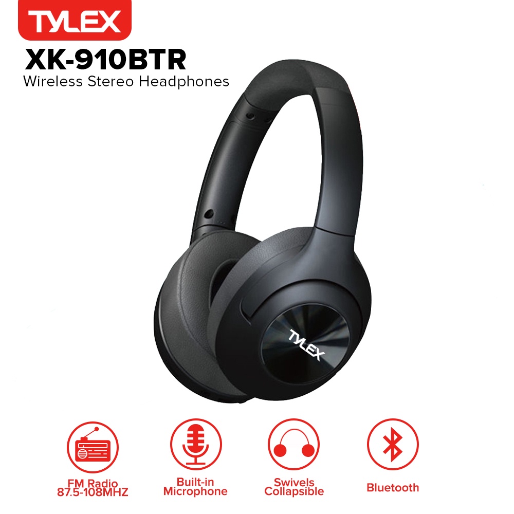 TYLEX XK-910BTR Wireless Stereo Headphones with Built-in Microphone FM ...