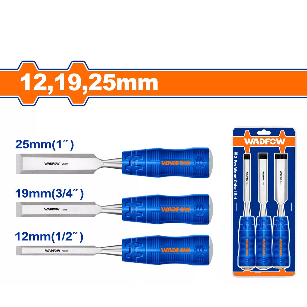 WADFOW WOOD CHISEL SET 3 PCS ( 12mm , 19mm 25mm ) HEAVY DUTY Shopee