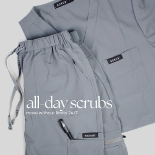 ALL-DAY Scrub Set (Vneck Top with Straight Cut Pants)